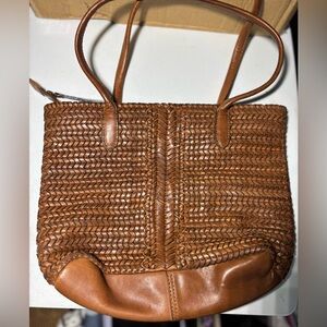 Elegant Brown Woven Leather Tote Bag
